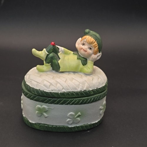 Leprechaun porcelain trinket - porcelain,